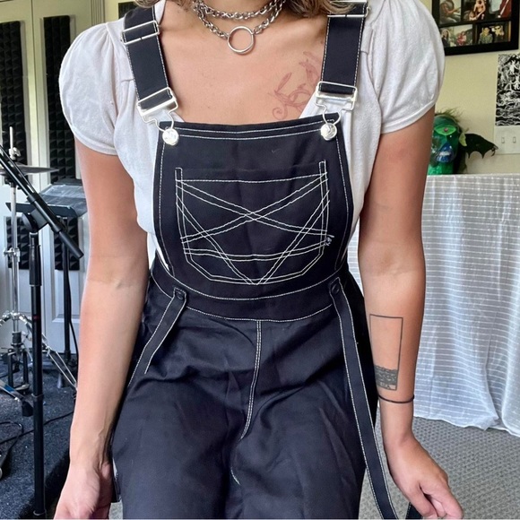 Tripp Royal Bones Overall Schoolgirl Dress Black Goth Pentagram XS NO STRAPS - Picture 3 of 11